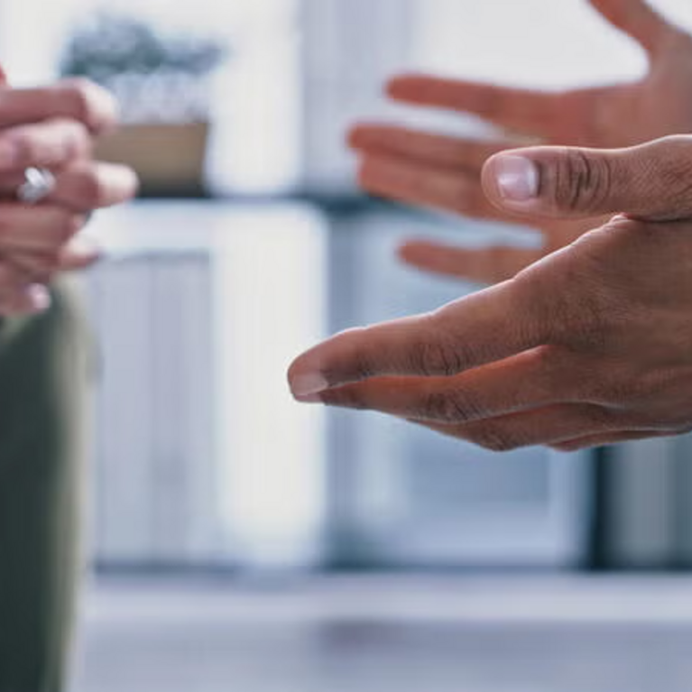 people's hands as they are speaking